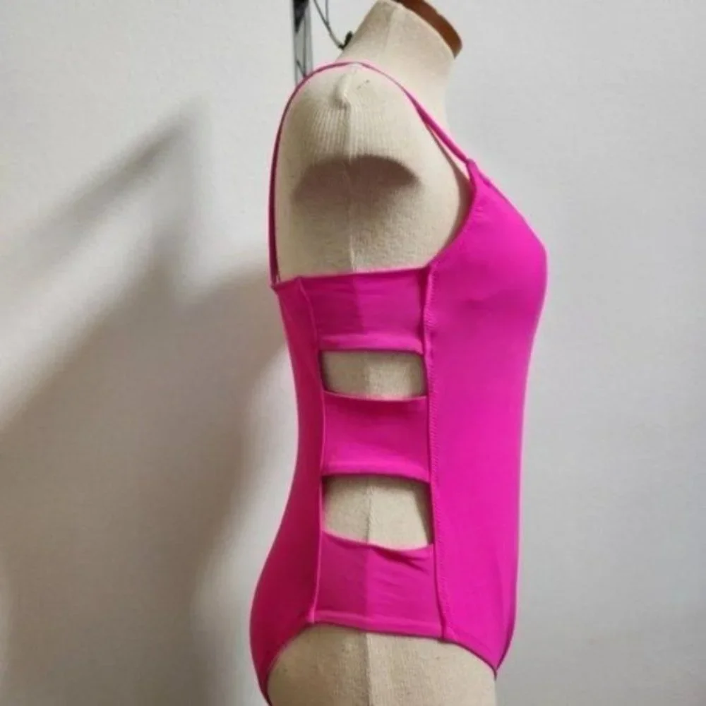 Women’s Side Strap One Piece Swimsuit Oahu Pink, size L